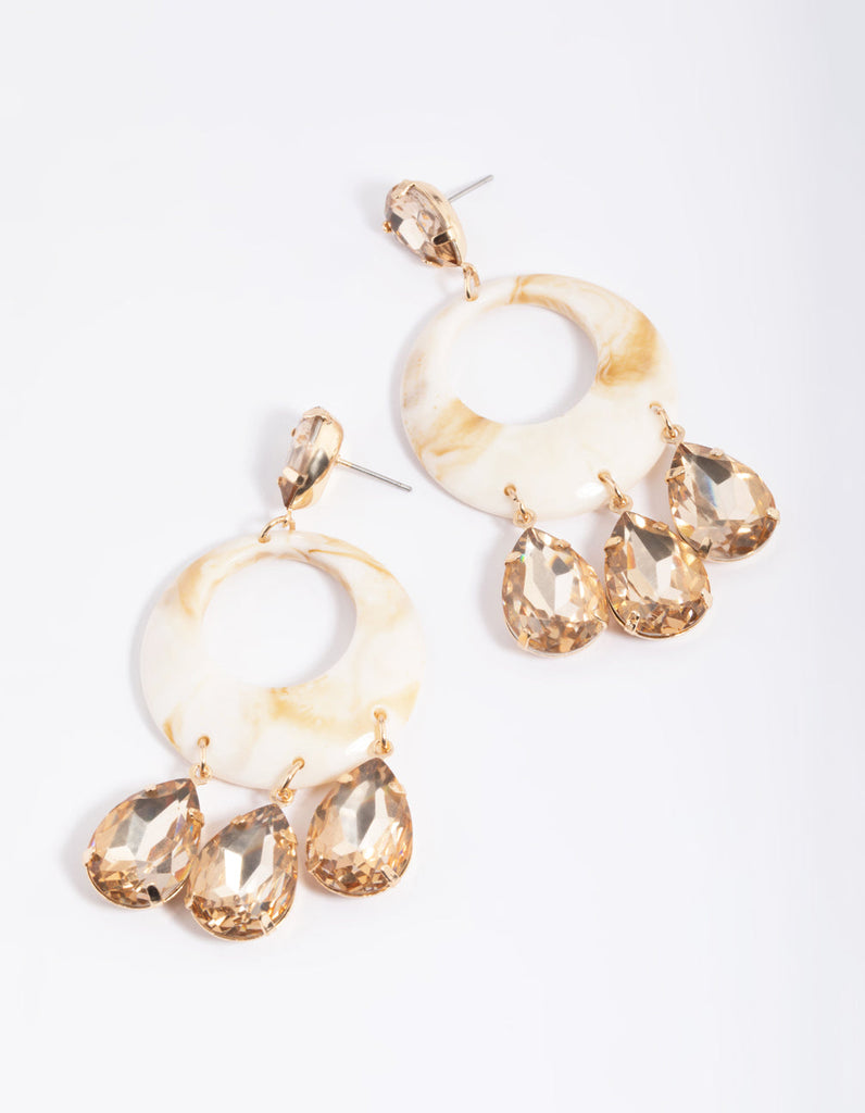 Tortoiseshell Diamante Drop Earrings
