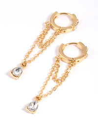 Gold Plated Diamante Huggie Hoop Earrings - link has visual effect only