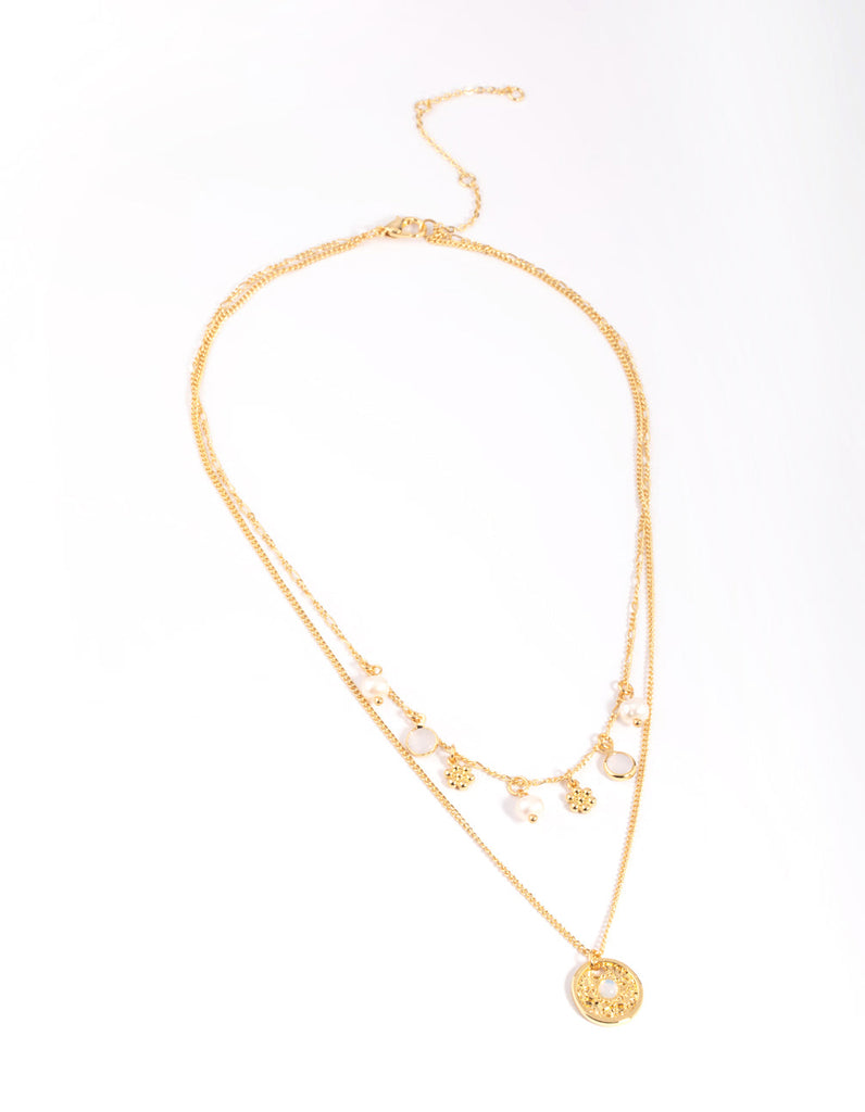 Gold Plated Freshwater Pearl Coin Necklace