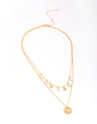 Gold Plated Freshwater Pearl Coin Necklace - link has visual effect only