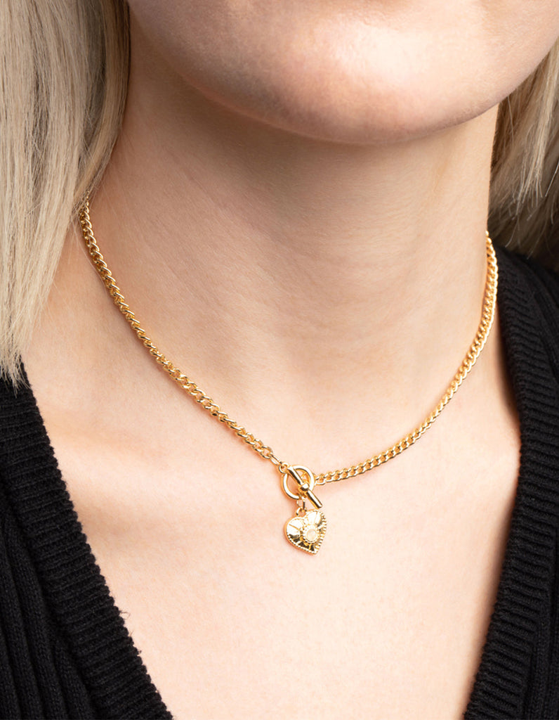 Gold Plated Heart Fob Necklace
