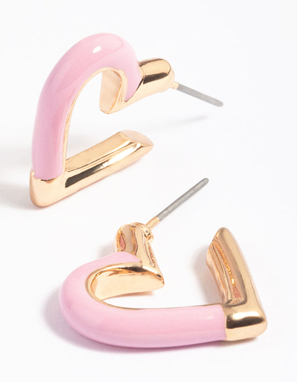 Pink Heart Hoop Earrings