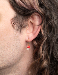 Red Mushroom Huggie Hoop Earrings - link has visual effect only