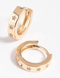 Gold Celestial Huggie Hoop Earrings - link has visual effect only