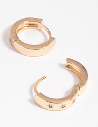 Gold Celestial Huggie Hoop Earrings - link has visual effect only