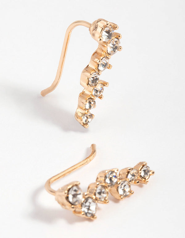 Gold Diamante Crawler Jacket Earrings