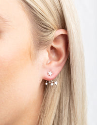 Rhodium Cubic Zirconia Star Jacket Earrings - link has visual effect only