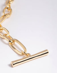 Gold Plated Oval Chain Bar Necklace - link has visual effect only