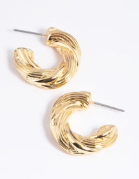 Gold Plated Chunky Swirl Hoop Earrings - link has visual effect only