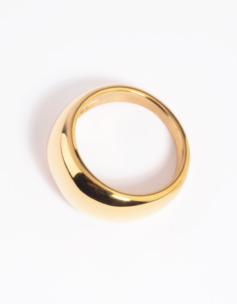 Gold Plated Stainless Steel Dome Ring