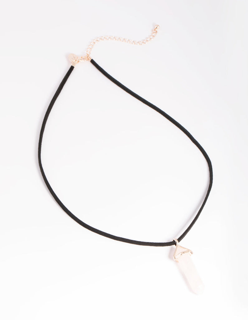 Rose Quartz Shard Cord Necklace