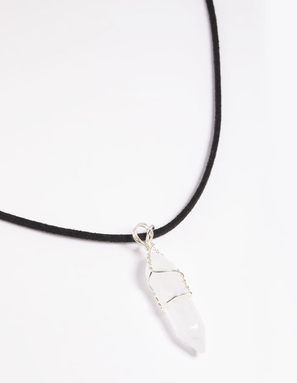 Clear Quartz Shard Cord Necklace