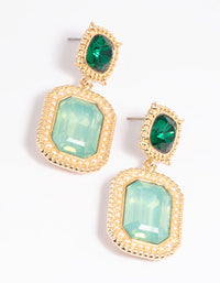 Green Pearl Trim Drop Earrings - link has visual effect only
