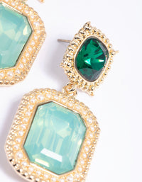 Green Pearl Trim Drop Earrings - link has visual effect only