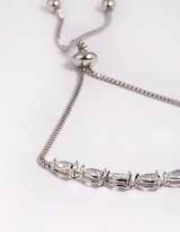 Rhodium Cubic Zirconia Pear Toggle Bracelet - link has visual effect only