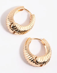 Gold Croissant Oval Huggie Hoop Earrings - link has visual effect only