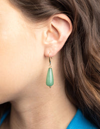 Gold Plated Green Aventurine Drop Earrings - link has visual effect only