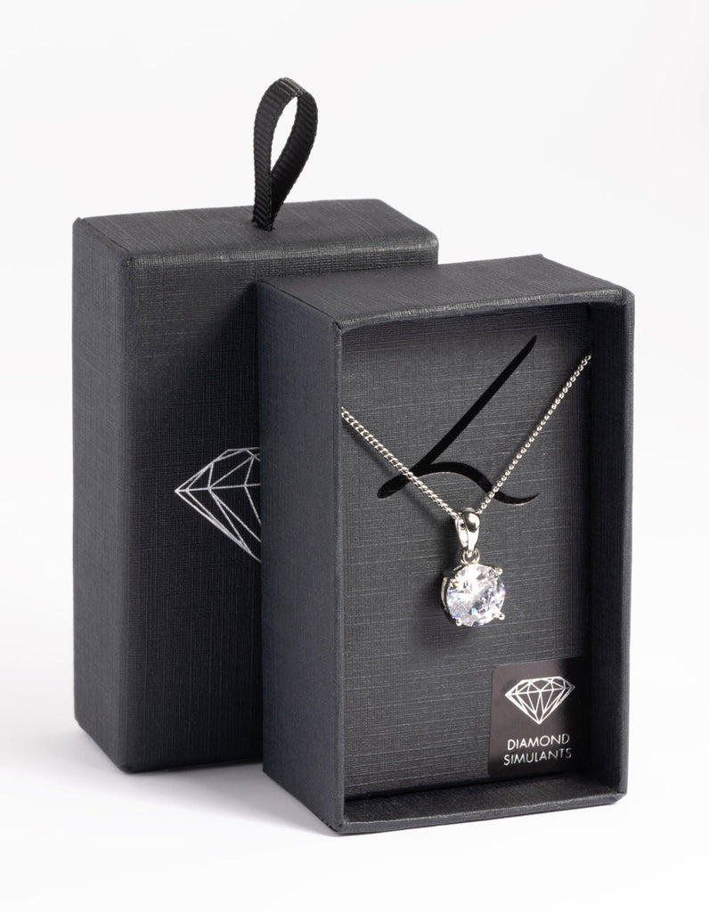 Rhodium Diamond Simulant Cubic Zirconia Necklace