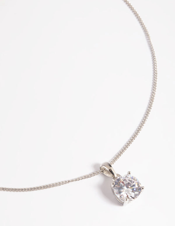 Rhodium Diamond Simulant Cubic Zirconia Necklace