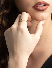 Gold Plated Sterling Silver Green Pear Ring - link has visual effect only