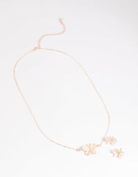 Blush Butterfly Necklace & Earrings Set - link has visual effect only