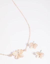 Blush Butterfly Necklace & Earrings Set - link has visual effect only
