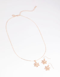 Pink Diamante Flower Necklace & Earrings Set - link has visual effect only