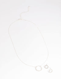 Silver Circle Diamante Necklace & Earrings Set - link has visual effect only