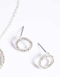 Silver Circle Diamante Necklace & Earrings Set - link has visual effect only