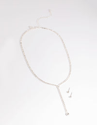 Diamante Lariat Necklace & Earrings Set - link has visual effect only