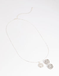 Diamante Flower Pave Necklace & Earrings Set - link has visual effect only