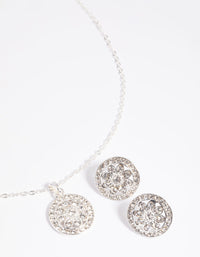 Diamante Flower Pave Necklace & Earrings Set - link has visual effect only