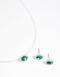 Green Stone Necklace & Earrings Set - link has visual effect only