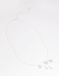 Silver Flower Necklace & Earrings Set - link has visual effect only