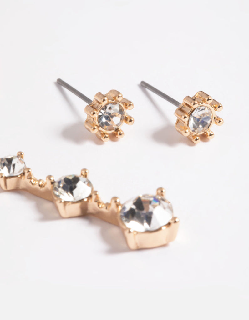 Gold Diamante Necklace & Earrings Set