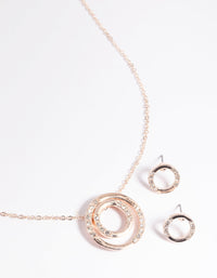 Gold Diamante Circle Necklace & Earrings Set - link has visual effect only