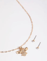 Gold Diamante Bee Necklace & Earrings Set - link has visual effect only