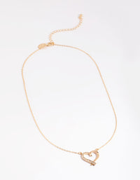 Gold Heart Diamante Necklace - link has visual effect only