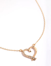 Gold Heart Diamante Necklace - link has visual effect only