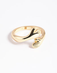 Gold Plated Hugging Hands Ring - link has visual effect only