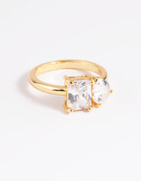 Gold Plated Cubic Zirconia Emerald Cut Ring - link has visual effect only