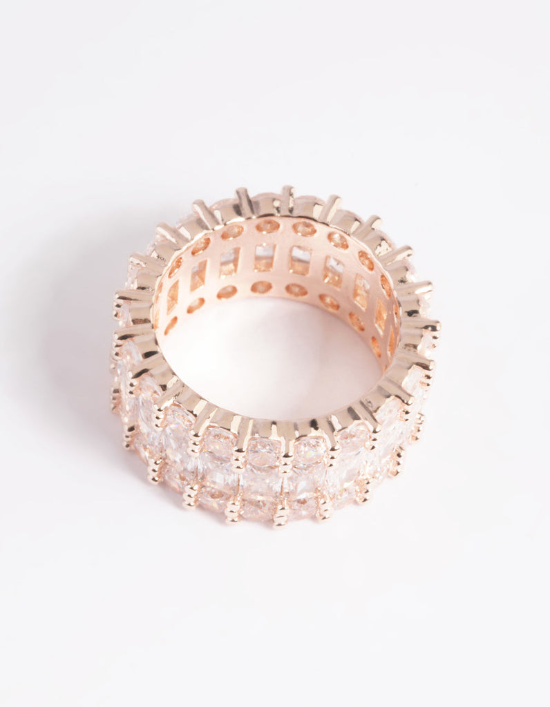 Rose Gold Cubic Zirconia Baguette Ring