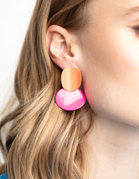 Glossy Orange Disc Drop Earrings - link has visual effect only