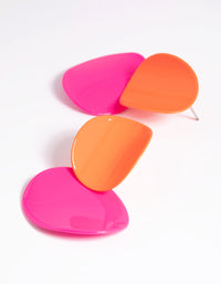 Glossy Orange Disc Drop Earrings - link has visual effect only