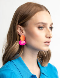 Glossy Orange Disc Drop Earrings - link has visual effect only