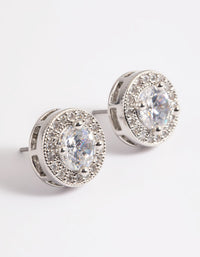 Rhodium Pave Circle Stud Earrings - link has visual effect only