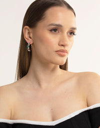 Gold Mini Cluster Diamante Hoop Earrings - link has visual effect only