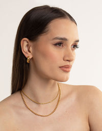 Waterproof Gold Plated Stainless Steel Chunky Medium Hoop Earrings - link has visual effect only