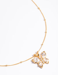 Gold Plated Stainless Steel Cubic Zirconia Butterfly Necklace - link has visual effect only