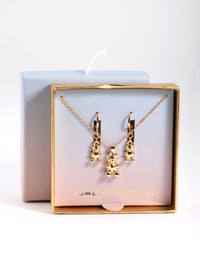 Gold Gummy Bear Necklace & Huggie Earrings - link has visual effect only